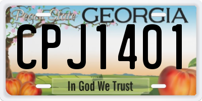 GA license plate CPJ1401