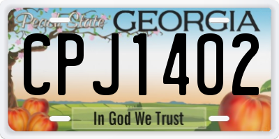 GA license plate CPJ1402