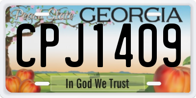 GA license plate CPJ1409
