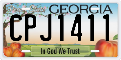 GA license plate CPJ1411