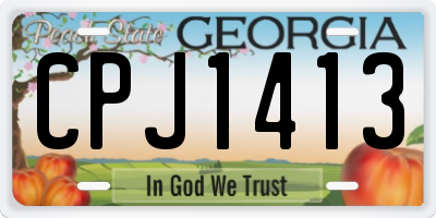 GA license plate CPJ1413