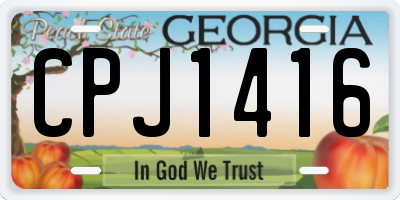GA license plate CPJ1416