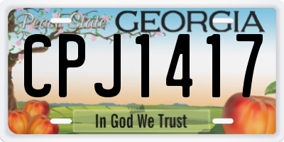GA license plate CPJ1417