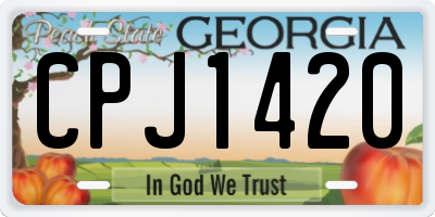 GA license plate CPJ1420