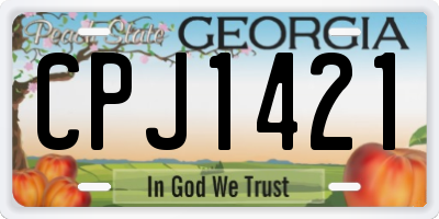 GA license plate CPJ1421