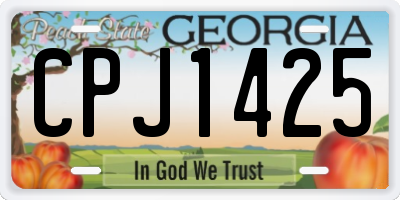 GA license plate CPJ1425