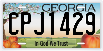 GA license plate CPJ1429