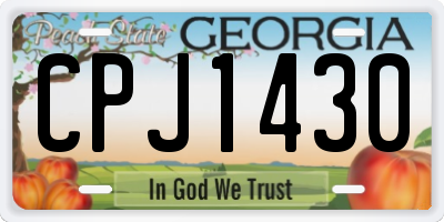 GA license plate CPJ1430