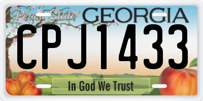 GA license plate CPJ1433