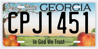GA license plate CPJ1451