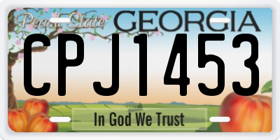 GA license plate CPJ1453