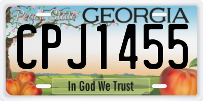 GA license plate CPJ1455