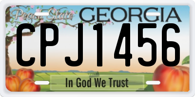 GA license plate CPJ1456