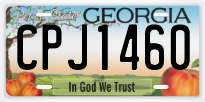 GA license plate CPJ1460
