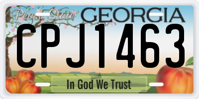 GA license plate CPJ1463