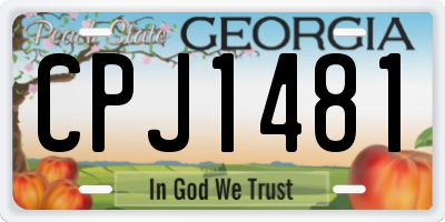 GA license plate CPJ1481