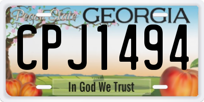 GA license plate CPJ1494