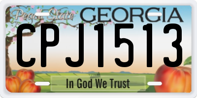 GA license plate CPJ1513