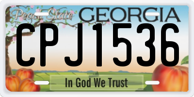 GA license plate CPJ1536