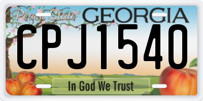 GA license plate CPJ1540