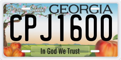 GA license plate CPJ1600