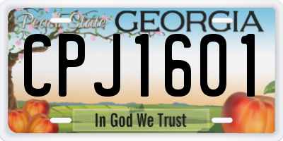 GA license plate CPJ1601