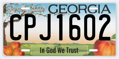 GA license plate CPJ1602