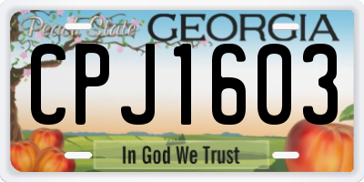 GA license plate CPJ1603