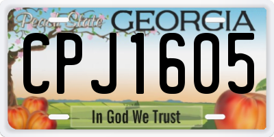 GA license plate CPJ1605