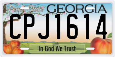 GA license plate CPJ1614
