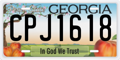 GA license plate CPJ1618