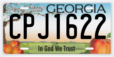 GA license plate CPJ1622