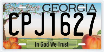 GA license plate CPJ1627