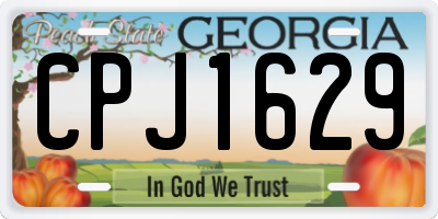 GA license plate CPJ1629