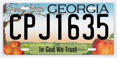 GA license plate CPJ1635