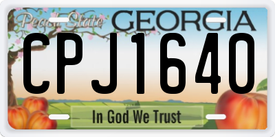 GA license plate CPJ1640