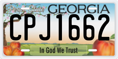 GA license plate CPJ1662