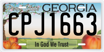 GA license plate CPJ1663