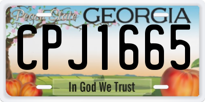 GA license plate CPJ1665