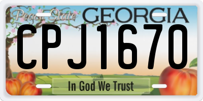 GA license plate CPJ1670