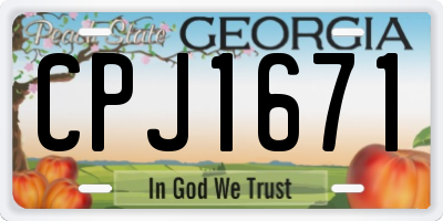 GA license plate CPJ1671