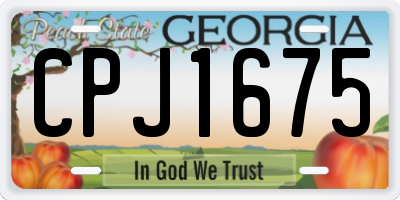 GA license plate CPJ1675