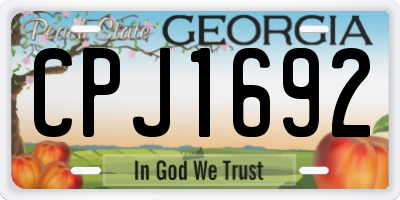 GA license plate CPJ1692