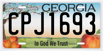 GA license plate CPJ1693