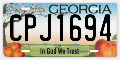 GA license plate CPJ1694