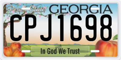GA license plate CPJ1698