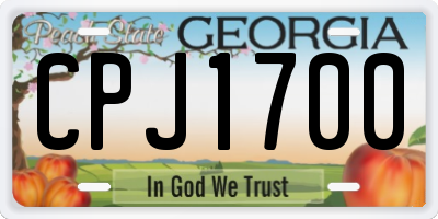 GA license plate CPJ1700