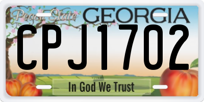 GA license plate CPJ1702
