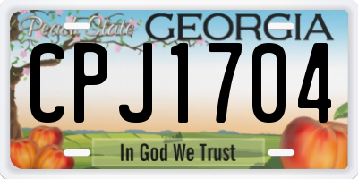 GA license plate CPJ1704