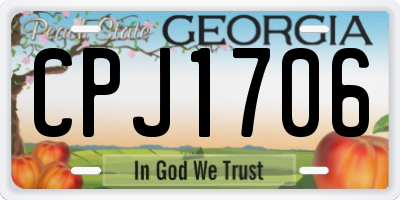 GA license plate CPJ1706